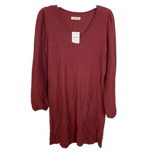 Madewell burgundy v neckline dress long sleeve small‎ NEW